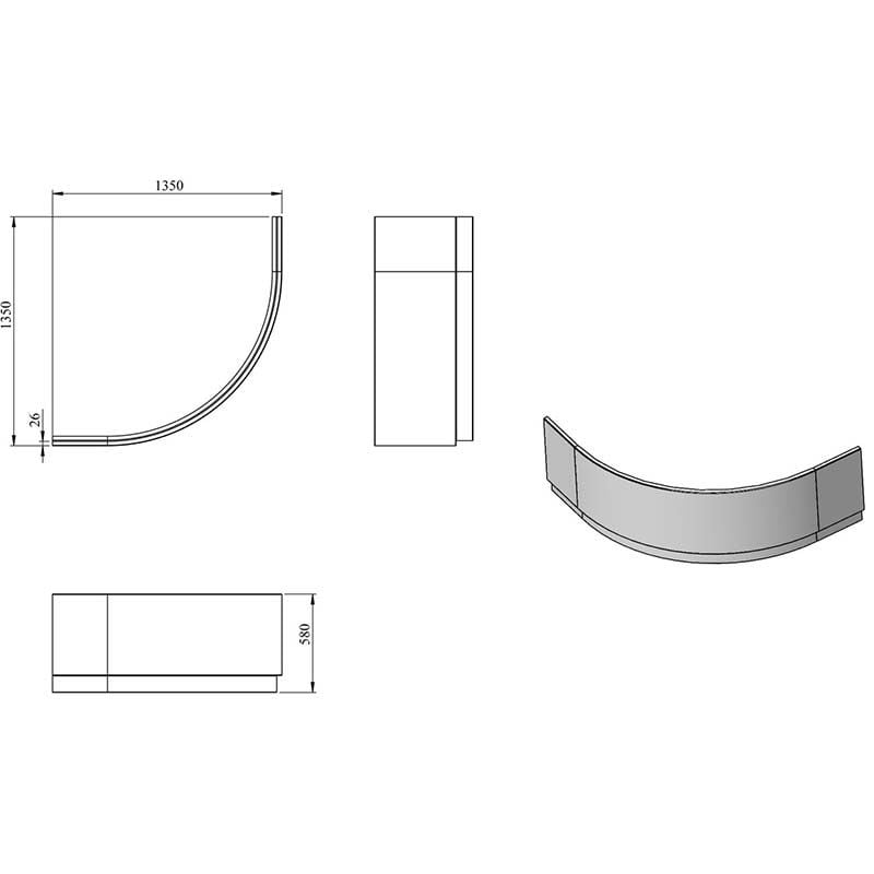 Opulent 1350mm Standard Corner Bath Panel (OBC106227)