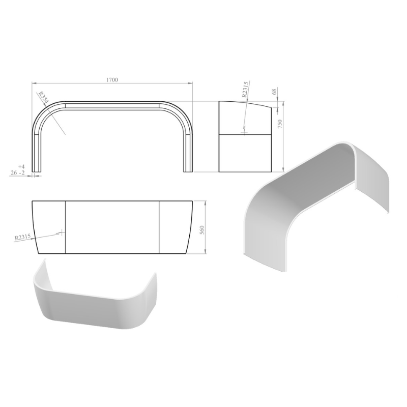 Opulent 1700mm Back To Wall Bath Panel (OBC106226)