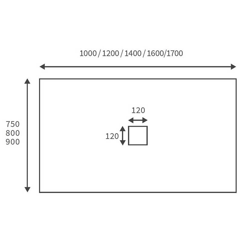 Opulent 25mm 1000x800mm Slate Effect Ultra-Slim Rectangular Tray and Waste (OBC106626)