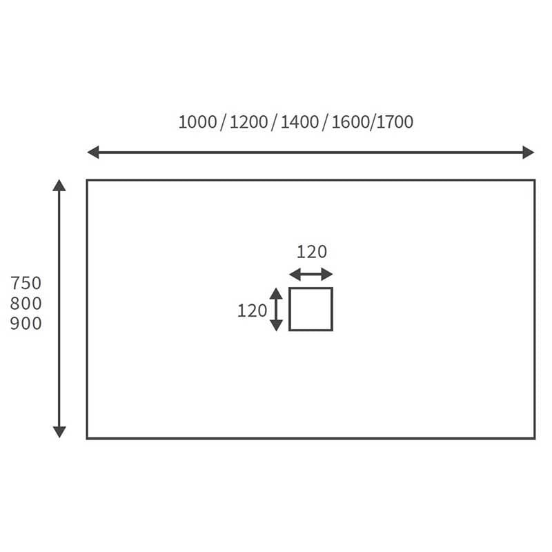 Opulent 25mm 1400x900mm Slate Effect Ultra-Slim Rectangular Tray and Waste (OBC106630)