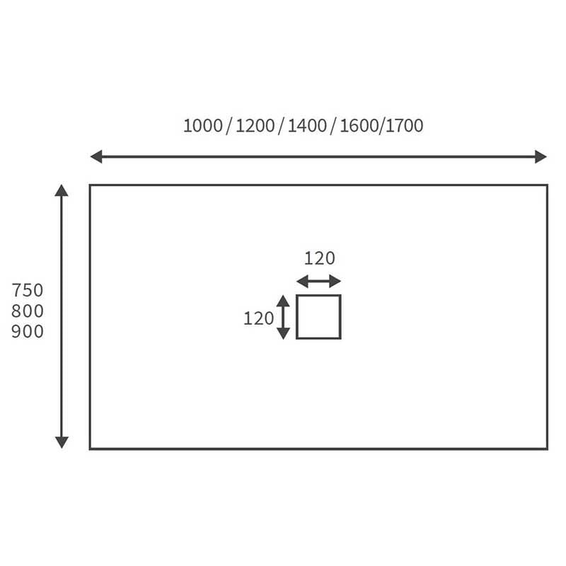 Opulent 25mm 1600x900mm Slate Effect Ultra-Slim Rectangular Tray and Waste (OBC106632)