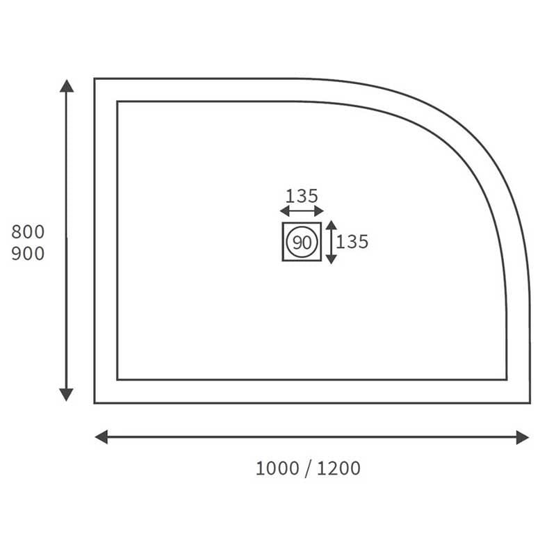 Opulent 25mm Ultra-Slim 1000mm x 800mm Offset Quadrant Tray and Waste - Left Hand (OBC3867)