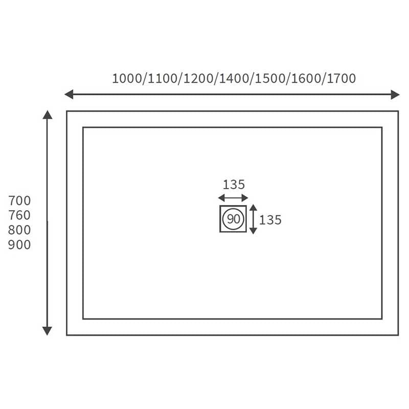 Opulent 25mm Ultra-Slim 1000mm x 900mm Rectangular Tray and Waste (OBC3843)