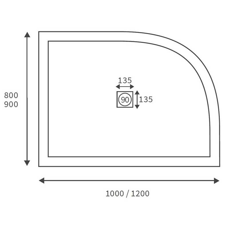 Opulent 25mm Ultra-Slim 1200mm x 900mm Offset Quadrant Tray and Waste - Left Hand (OBC3871)