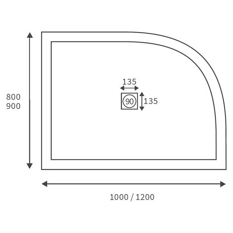 Opulent 25mm Ultra-Slim 1200mm x 900mm Offset Quadrant Tray and Waste - Right Hand (OBC3872)