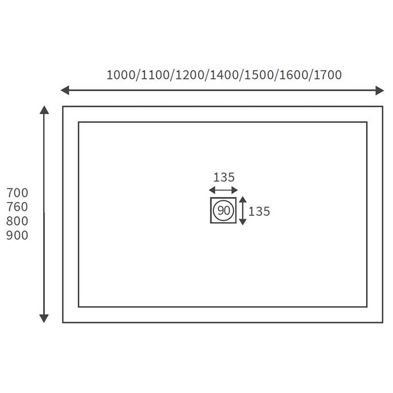 Opulent 25mm Ultra-Slim 1200mm x 900mm Rectangular Tray and Waste (OBC3849)