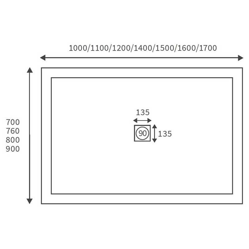 Opulent 25mm Ultra-Slim 1400mm x 800mm Rectangular Tray and Waste (OBC3851)
