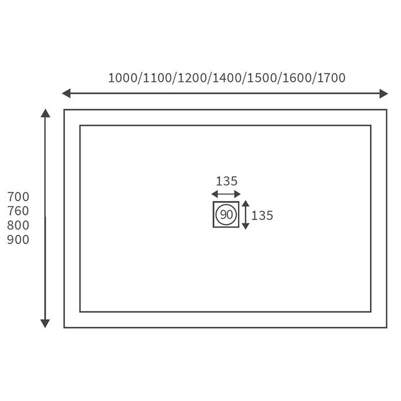 Opulent 25mm Ultra-Slim 1700mm x 900mm Rectangular Tray and Waste (OBC3862)