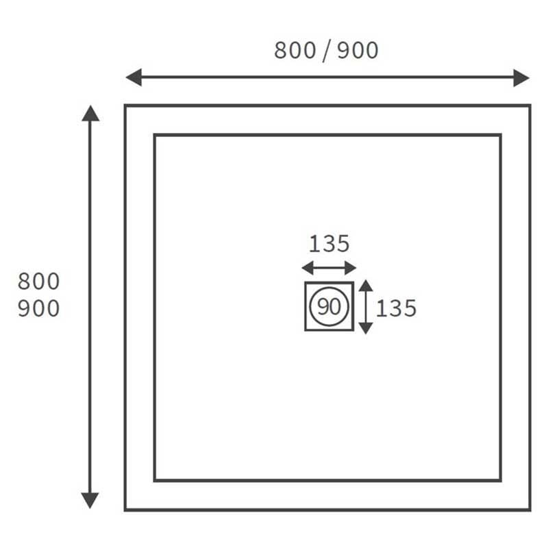 Opulent 25mm Ultra-Slim 900mm x 900mm Square Tray and Waste (OBC3839)