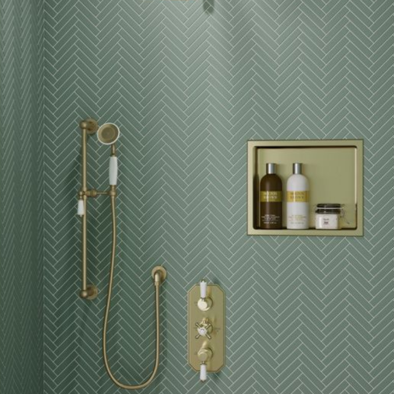 Opulent 305x360mm Bathroom Niche - Brushed Brass (OBC116306)