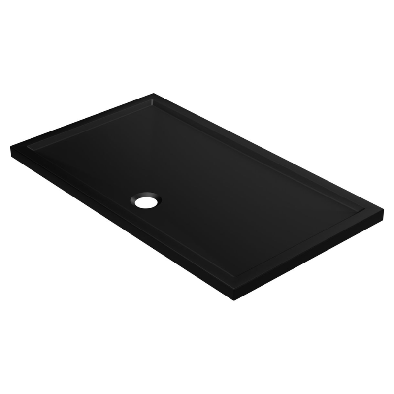 Opulent 40mm Low Profile 1700x700mm Rectangular Tray and Waste - Matt Black (OBC111438)