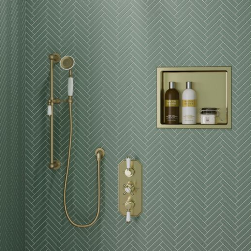 Opulent 610x305mm Bathroom Niche - Brushed Brass (OBC116307)