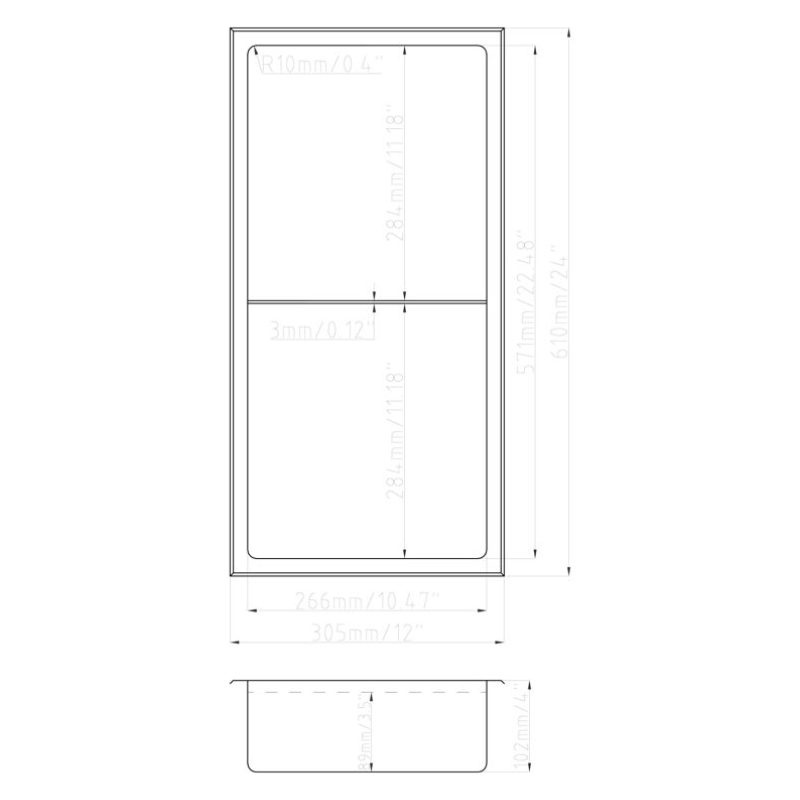 Opulent 610x305mm Bathroom Niche - Matt Black (OBC116305)