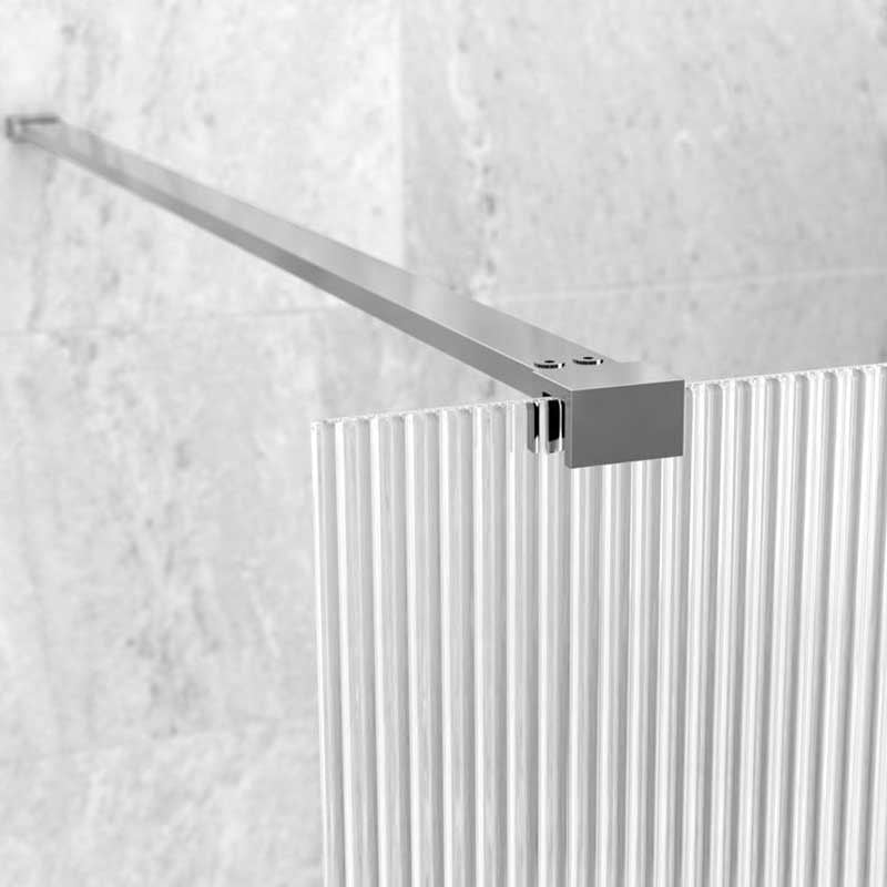 Opulent Alamo 1000mm Fluted Wetroom Panel & Support Bar - Chrome (OBC107531)