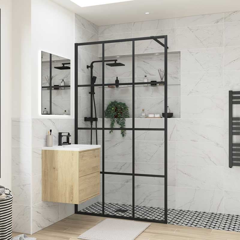 Opulent Alamo 1000mm Framed Wetroom Panel - Black (OBC96130)