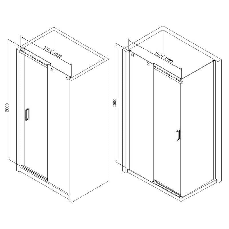 Opulent Alamo 1100mm Semi-Framed Sliding Door - Chrome (OBC103387)