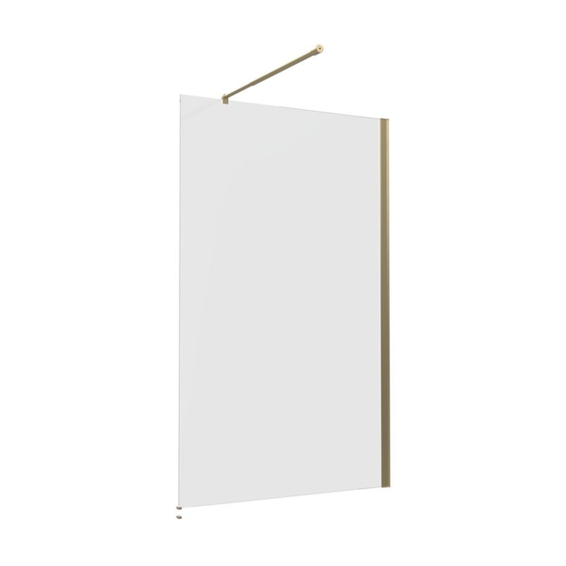 Opulent Alamo 1100mm Wetroom Panel & Support Bar - Brushed Brass (OBC108938)