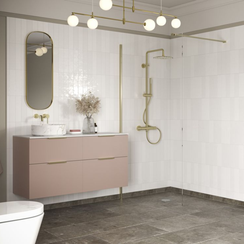 Opulent Alamo 1100mm Wetroom Panel & Support Bar - Brushed Brass (OBC108938)