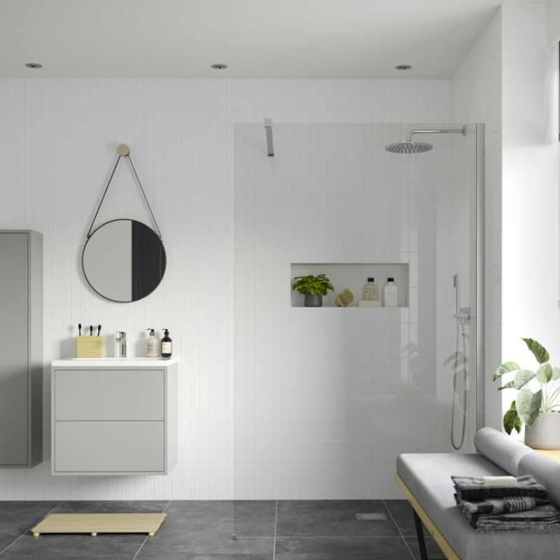 Opulent Alamo 1400mm Wetroom Panel & Support Bar - Chrome (OBC107520)