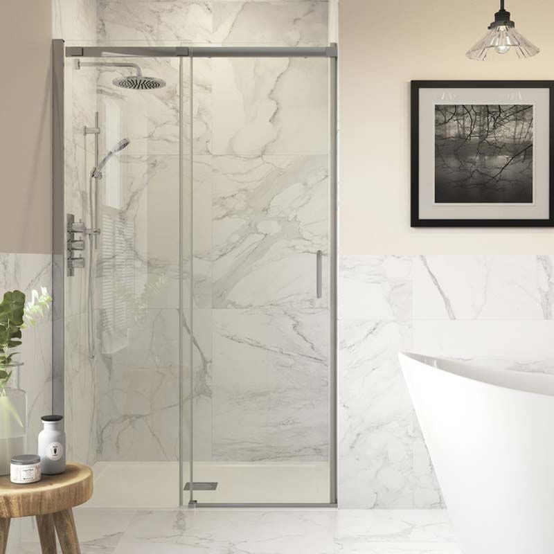 Opulent Alamo 1700mm Semi-Framed Sliding Door - Chrome (OBC3831)