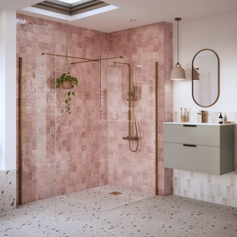 Opulent Alamo 700mm Wetroom Side Panel & Arm - Brushed Bronze (OBC108956)