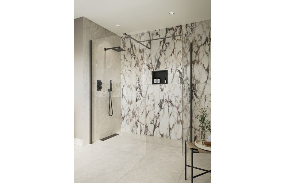 Opulent Alamo 900mm Wetroom Side Panel & Arm - Gunmetal (OBC117152)