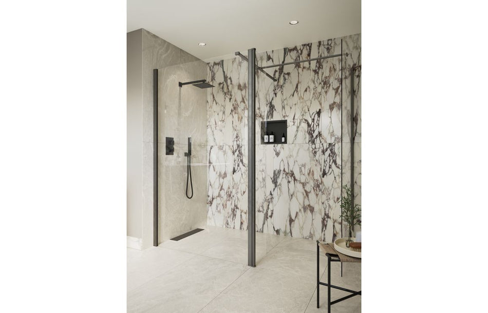 Opulent Alamo Optional 1950x300x8mm Rotatable Wetroom Panel (Full Hinge) - Gunmetal (OBC117136)