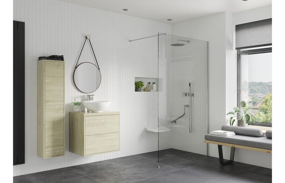 Opulent Alamo Optional 1950x300x8mm Rotatable Wetroom Panel (Full Hinge) - Gunmetal (OBC117136)