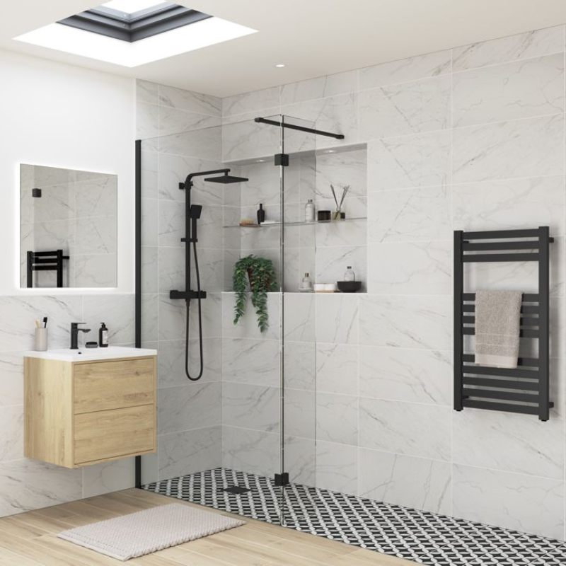 Opulent Alamo Optional 300mm Wetroom Splash Panel - Black (OBC107551)