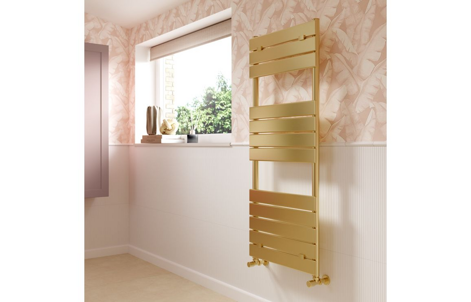 Opulent Aquarius Square Ladder Radiator - 500x1500mm - Brushed Brass (OBC108796)