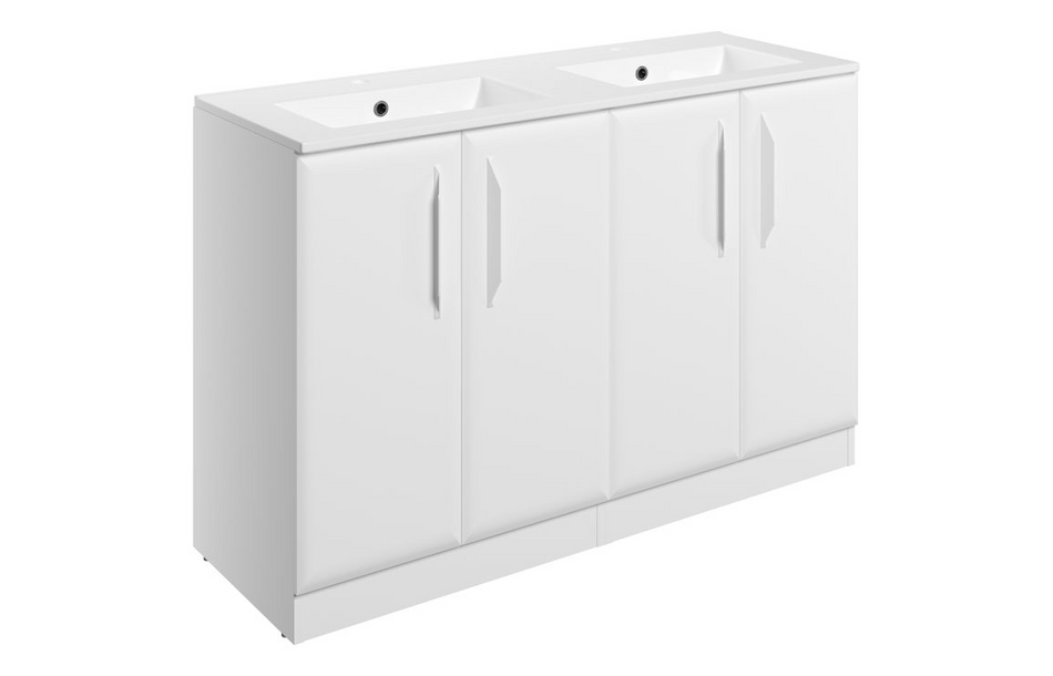 Opulent Barnsdale 1210mm Floor Standing 4 Door Basin Unit with 2 Tap Hole Basin - Matt White (OBC116080)