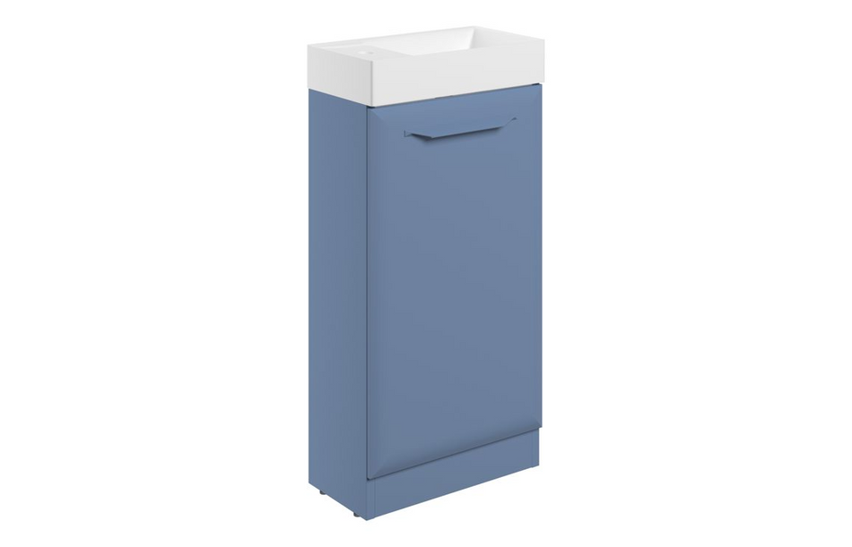 Opulent Barnsdale 410mm Floor Standing 1 Door Cloakroom Basin Unit with 1 Tap Hole Basin - Matt Misty Blue (OBC116095)