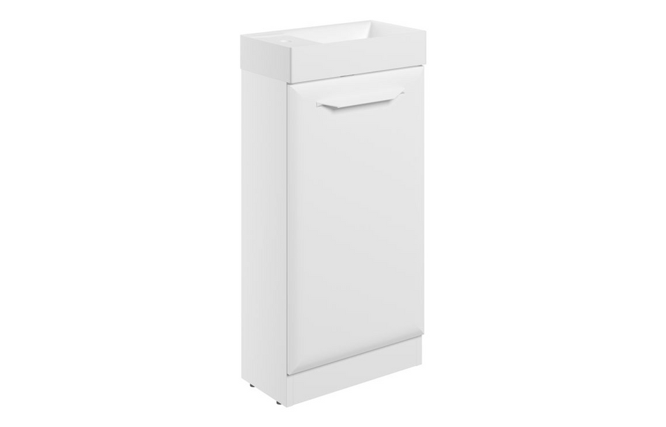Opulent Barnsdale 410mm Floor Standing 1 Door Cloakroom Basin Unit with 1 Tap Hole Basin - Matt White (OBC116096)