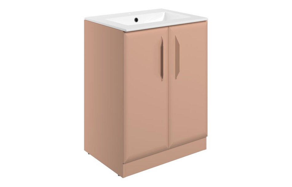 Opulent Barnsdale 615mm Floor Standing 2 Door Basin Unit with 1 Tap Hole Basin - Matt Apricot (OBC116107)