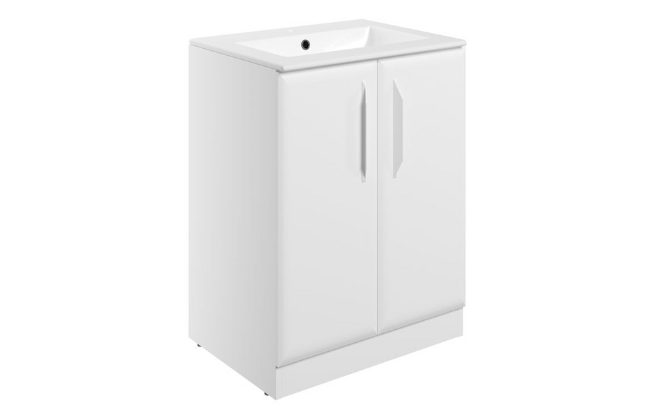 Opulent Barnsdale 615mm Floor Standing 2 Door Basin Unit with 1 Tap Hole Basin - Matt White (OBC116116)