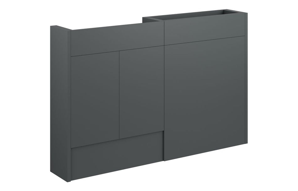 Opulent Boone 1236mm Slim Basin and WC Unit Pack - Matt Graphite Grey / Oak Cabinet (OBC110506)