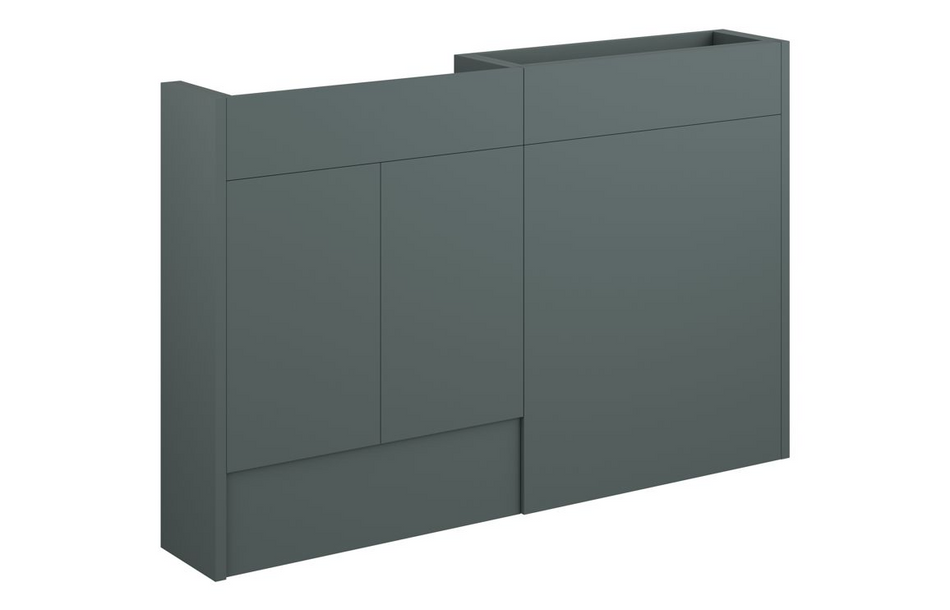 Opulent Boone 1236mm Slim Basin and WC Unit Pack - Matt Green / Oak Cabinet (OBC110790)