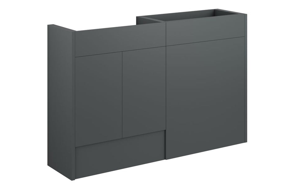 Opulent Boone 1236mm Standard Basin and WC Unit Pack - Matt Graphite Grey / Oak Cabinet (OBC110503)
