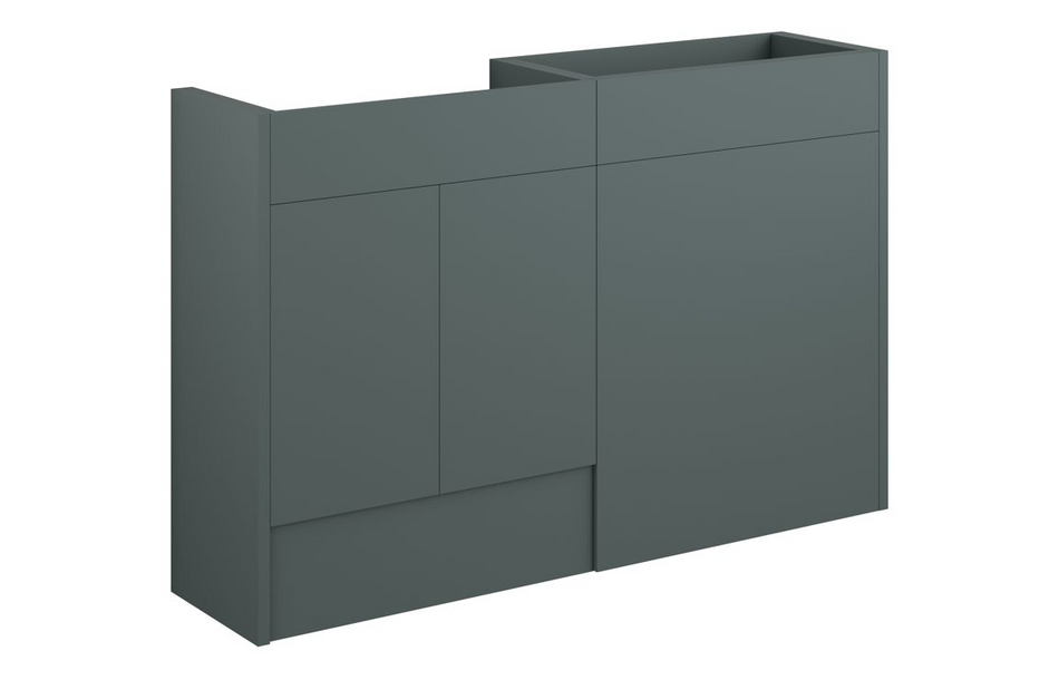 Opulent Boone 1236mm Standard Basin and WC Unit Pack - Matt Green / Grey Cabinet (OBC110786)
