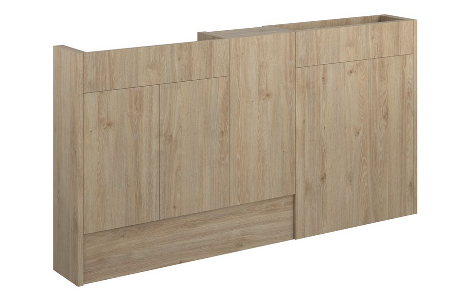 Opulent Boone 1536mm Slim Basin, WC and 1 Door Unit Pack - Havana Oak / Grey Cabinet (OBC110653)