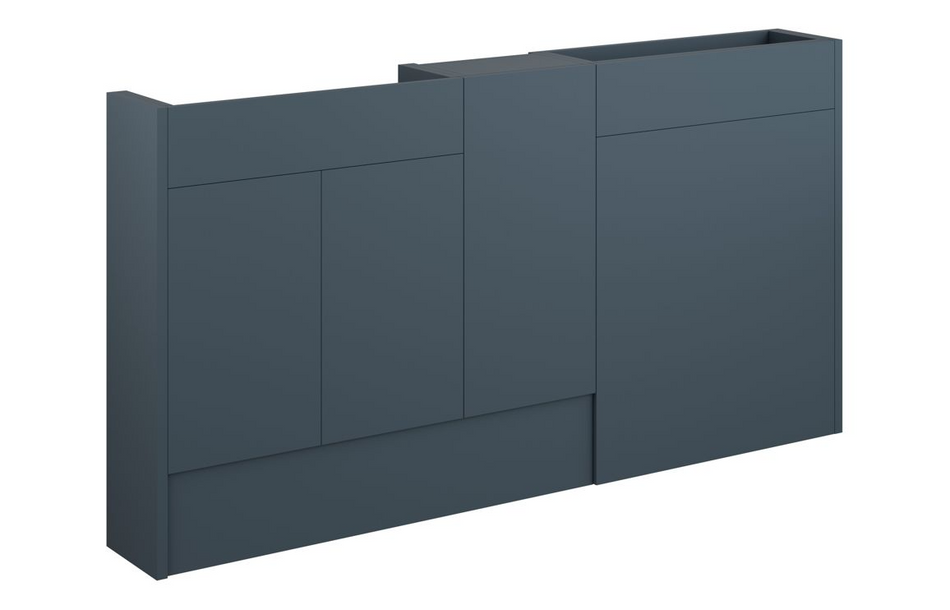 Opulent Boone 1536mm Slim Basin, WC and 1 Door Unit Pack - Matt Arley Blue / Grey Cabinet (OBC110937)