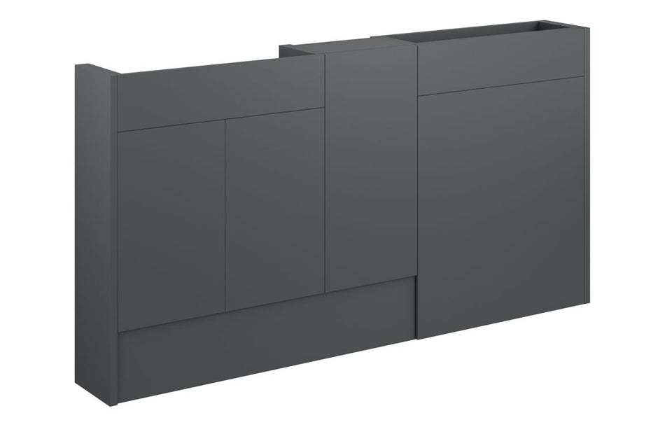 Opulent Boone 1536mm Slim Basin, WC and 1 Door Unit Pack - Matt Graphite Grey / Grey Cabinet (OBC110511)