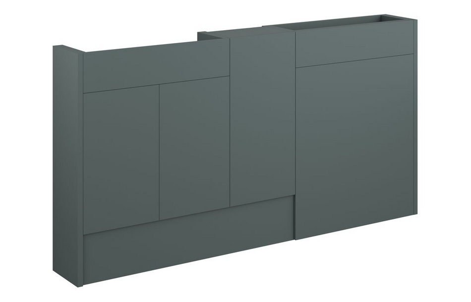 Opulent Boone 1536mm Slim Basin, WC and 1 Door Unit Pack - Matt Green / Oak Cabinet (OBC110796)