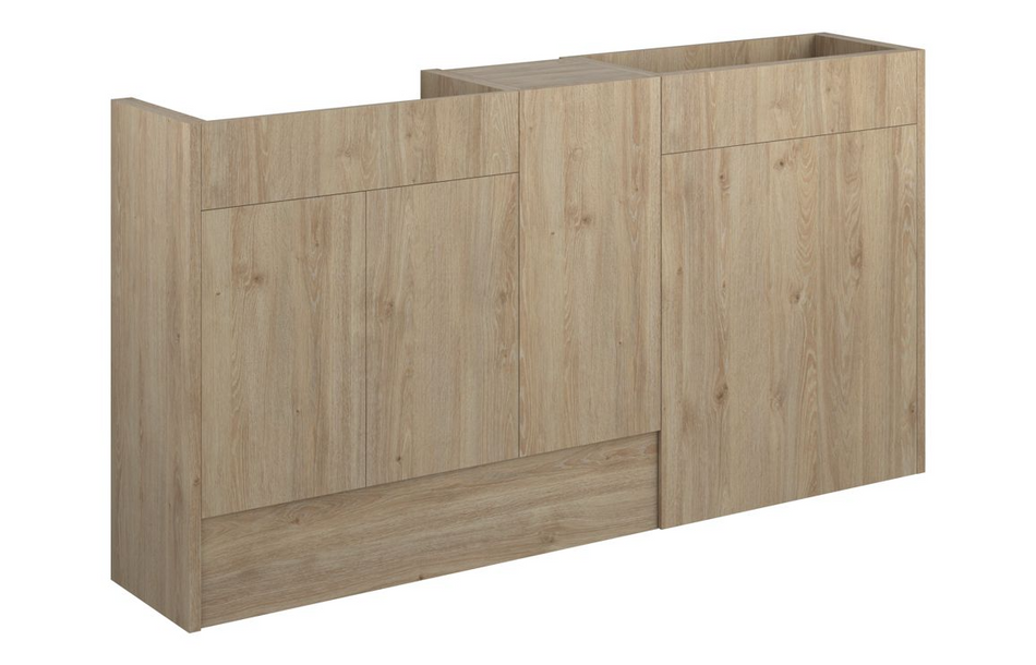 Opulent Boone 1536mm Standard Basin, WC and 1 Door Unit Pack - Havana Oak / Grey Cabinet (OBC110650)