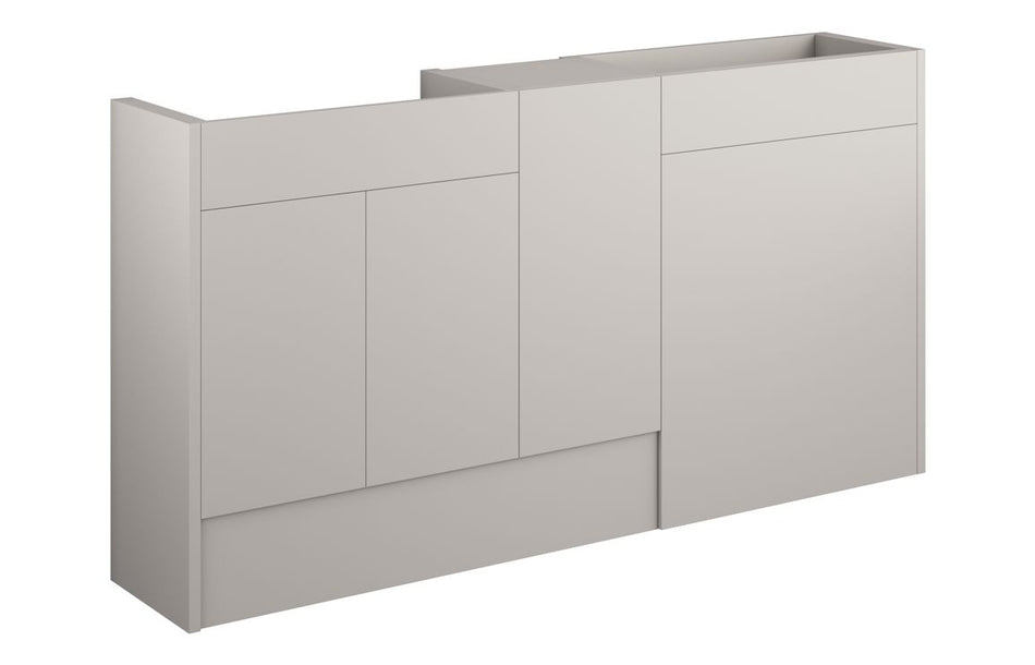 Opulent Boone 1536mm Standard Basin, WC and 1 Door Unit Pack - Matt Dove Grey / Oak Cabinet (OBC110580)
