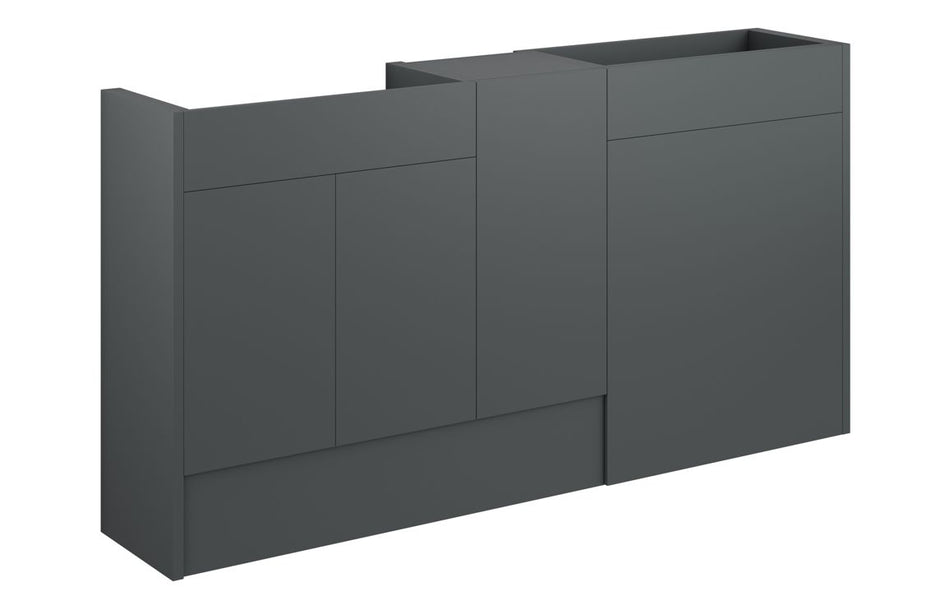 Opulent Boone 1536mm Standard Basin, WC and 1 Door Unit Pack - Matt Graphite Grey / Grey Cabinet (OBC110508)