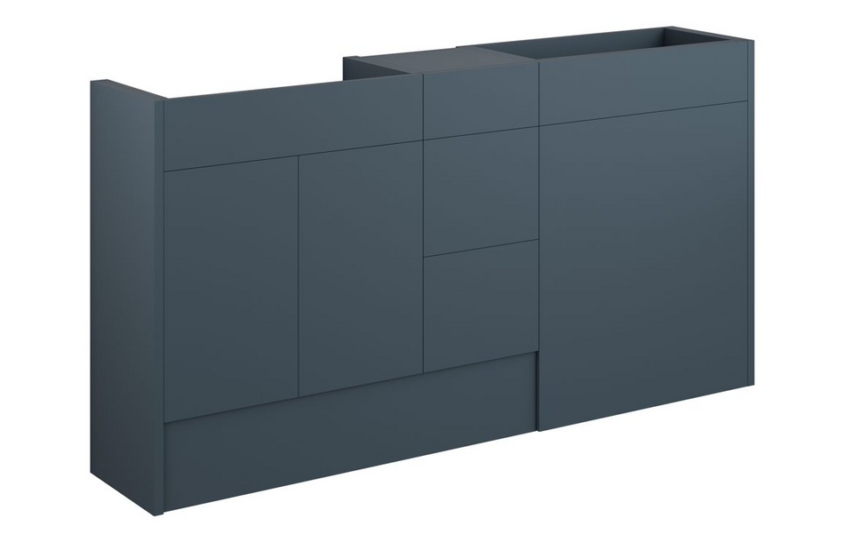Opulent Boone 1536mm Standard Basin, WC and 3 Drawer Unit Pack - Matt Arley Blue / Grey Cabinet (OBC110940)