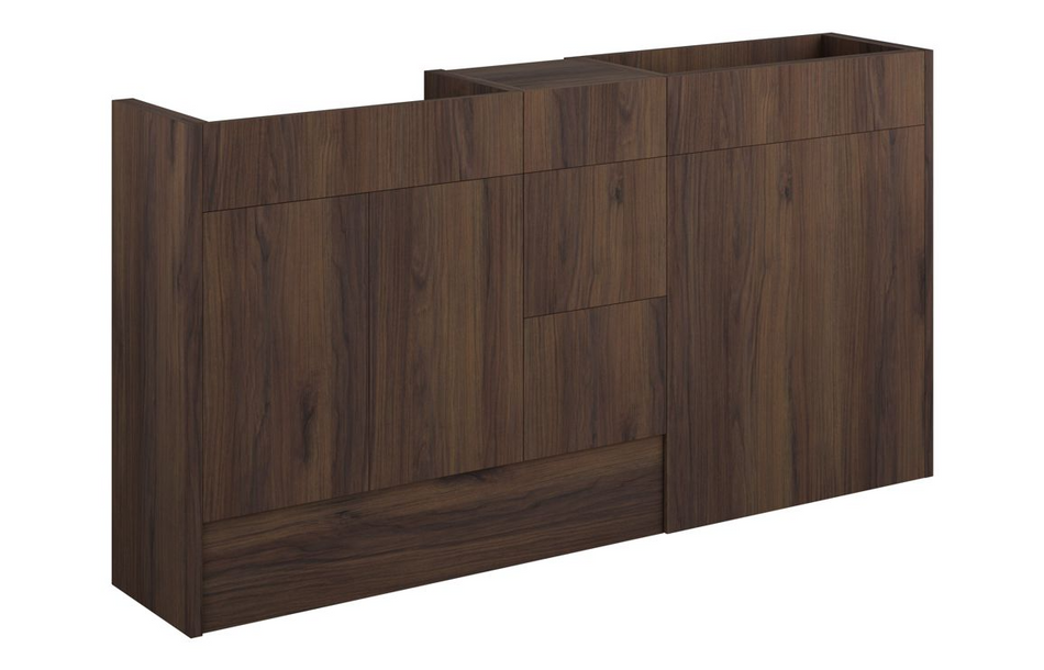 Opulent Boone 1536mm Standard Basin, WC and 3 Drawer Unit Pack - Warm Walnut / Oak Cabinet (OBC110870)