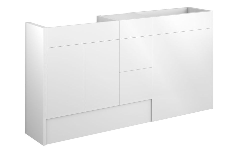 Opulent Boone 1536mm Standard Basin, WC and 3 Drawer Unit Pack - White Gloss / Grey Cabinet (OBC110443)