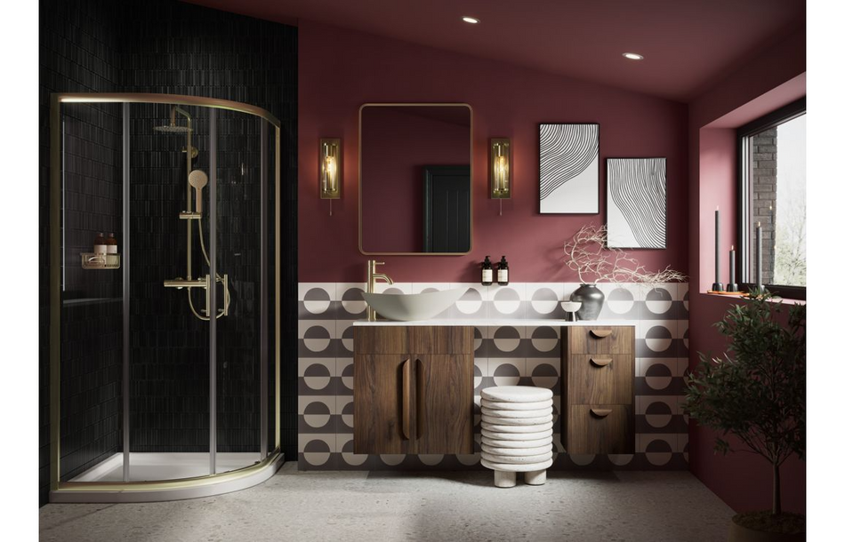 Opulent Boone 200mm Slim Base Unit - Warm Walnut / Grey Cabinet (OBC110806)